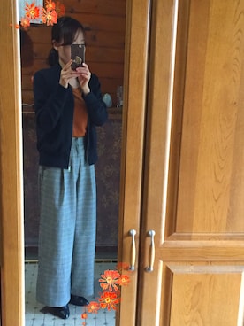 「ノーカラージャケット」｜「アイテム（ブーティ）」を使った、しまさん（レディース・155cm）の秋コーディネート