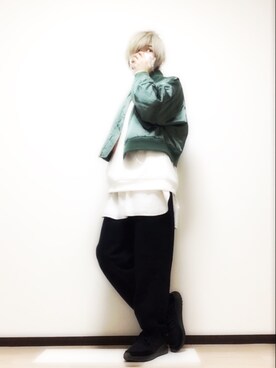 「NEONSIGN（ネオンサイン）のアイテム（ブルゾン）」を使った、△◯【WEARカラオケ・クレゲ部】さん（メンズ・173cm）の冬コーディネート