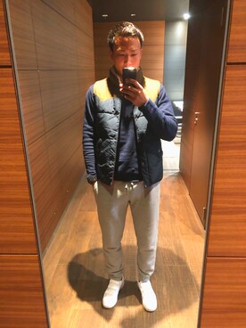 「H&M（エイチ・アンド・エム）のアイテム（ダウンベスト）」を使った、#daikiさん（メンズ・180cm）の冬コーディネート