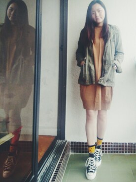 「MONKI（モンキ）のアイテム（ソックス/靴下）」を使った、Yukariveraさん（レディース・166cm）の冬コーディネート