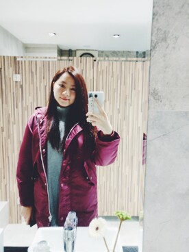 「UNIQLOU」｜「アイテム（ナイロンジャケット）」を使った、Yukariveraさん（レディース・166cm）の冬コーディネート