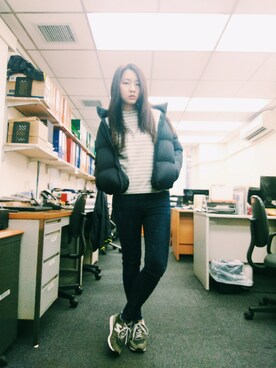 「working style」｜「アイテム（ダウンジャケット/コート）」を使った、Yukariveraさん（レディース・166cm）の冬コーディネート