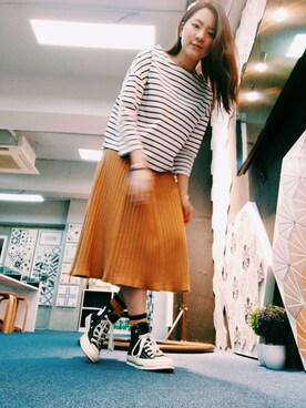 「MONKI（モンキ）のアイテム（ソックス/靴下）」を使った、Yukariveraさん（レディース・166cm）の冬コーディネート