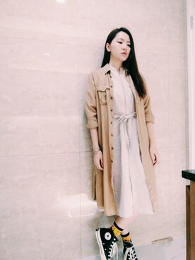 「working style」｜「アイテム（シャツワンピース）」を使った、Yukariveraさん（レディース・166cm）の春コーディネート