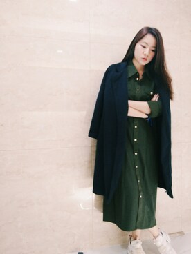 「working style」｜「アイテム（シャツワンピース）」を使った、Yukariveraさん（レディース・166cm）の春コーディネート