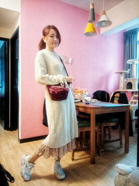 「毛衣」｜「アイテム（アクセサリー）」を使った、Yukariveraさん（レディース・166cm）の秋コーディネート