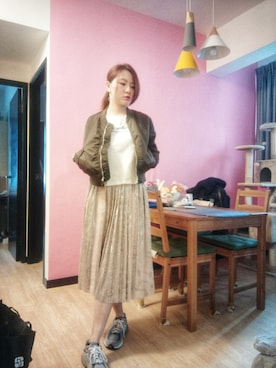 「working style」｜「アイテム（ミリタリージャケット）」を使った、Yukariveraさん（レディース・166cm）の冬コーディネート