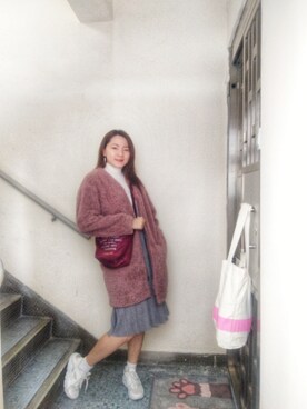 「working style」｜「アイテム（ノーカラージャケット）」を使った、Yukariveraさん（レディース・166cm）の冬コーディネート