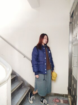 「working style」｜「アイテム（ノーカラージャケット）」を使った、Yukariveraさん（レディース・166cm）の冬コーディネート