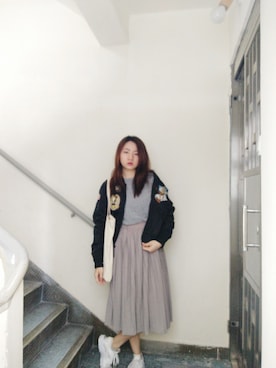 「working style」｜「アイテム（ミリタリージャケット）」を使った、Yukariveraさん（レディース・166cm）の冬コーディネート