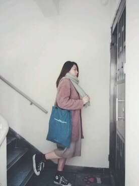 「working style」｜「アイテム（ノーカラージャケット）」を使った、Yukariveraさん（レディース・166cm）の冬コーディネート