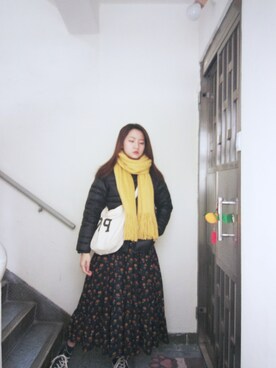 「working style」｜「アイテム（ダウンジャケット/コート）」を使った、Yukariveraさん（レディース・166cm）の冬コーディネート