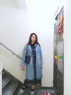 「blue」｜「アイテム（ジャンパースカート）」を使った、Yukariveraさん（レディース・166cm）の春コーディネート