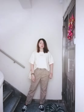 「working style」｜「アイテム（スリッポン）」を使った、Yukariveraさん（レディース・166cm）の夏コーディネート
