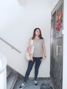 「working style」｜「アイテム（スリッポン）」を使った、Yukariveraさん（レディース・166cm）の夏コーディネート