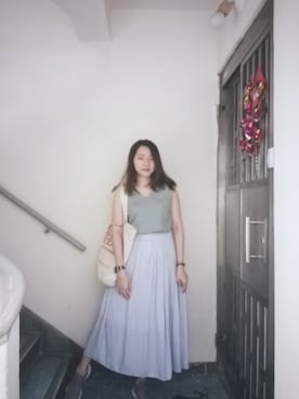 「blue」｜「アイテム（タンクトップ）」を使った、Yukariveraさん（レディース・166cm）の夏コーディネート