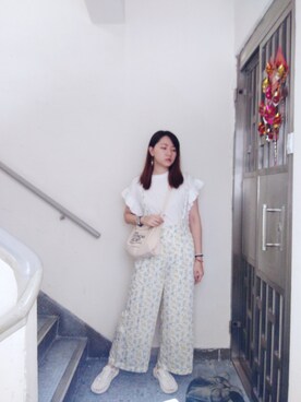 「w closet」｜「アイテム（オールインワン・サロペット）」を使った、Yukariveraさん（レディース・166cm）の秋コーディネート