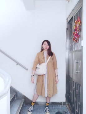 「MONKI（モンキ）のアイテム（レッグウェア）」を使った、Yukariveraさん（レディース・166cm）の秋コーディネート