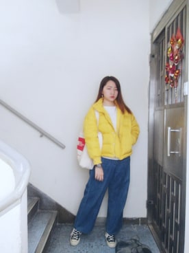 「working style」｜「アイテム（ダウンジャケット/コート）」を使った、Yukariveraさん（レディース・166cm）の冬コーディネート