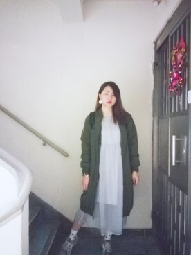 「working style」｜「アイテム（ミリタリージャケット）」を使った、Yukariveraさん（レディース・166cm）の冬コーディネート