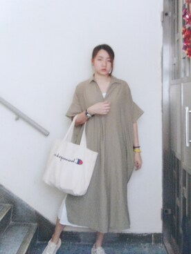 「working style」｜「アイテム（シャツワンピース）」を使った、Yukariveraさん（レディース・166cm）の夏コーディネート