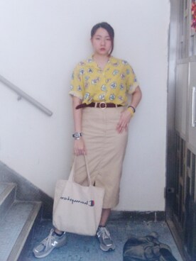 「pattern shirt」｜Yukariveraさん（レディース・166cm）の夏コーディネート