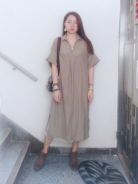 「working style」｜「アイテム（シャツワンピース）」を使った、Yukariveraさん（レディース・166cm）の秋コーディネート