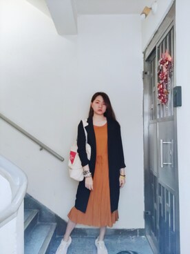 「西裝外套」｜「アイテム（ジャンパースカート）」を使った、Yukariveraさん（レディース・166cm）の秋コーディネート