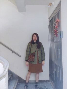 「working style」｜「アイテム（ミリタリージャケット）」を使った、Yukariveraさん（レディース・166cm）の冬コーディネート