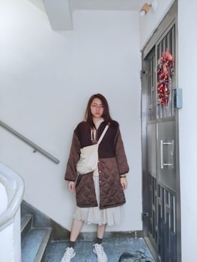「Kastane（カスタネ）のアイテム（ピーコート）」を使った、Yukariveraさん（レディース・166cm）の冬コーディネート