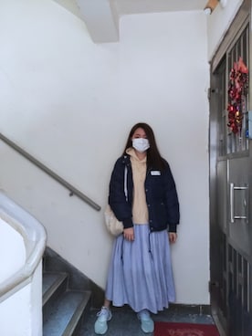 「working style」｜「アイテム（ノーカラージャケット）」を使った、Yukariveraさん（レディース・166cm）の冬コーディネート