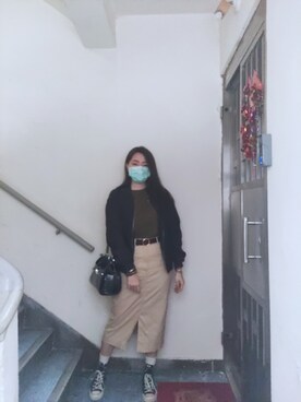 「MONKI（モンキ）のアイテム（ジャケット/アウター）」を使った、Yukariveraさん（レディース・166cm）の春コーディネート
