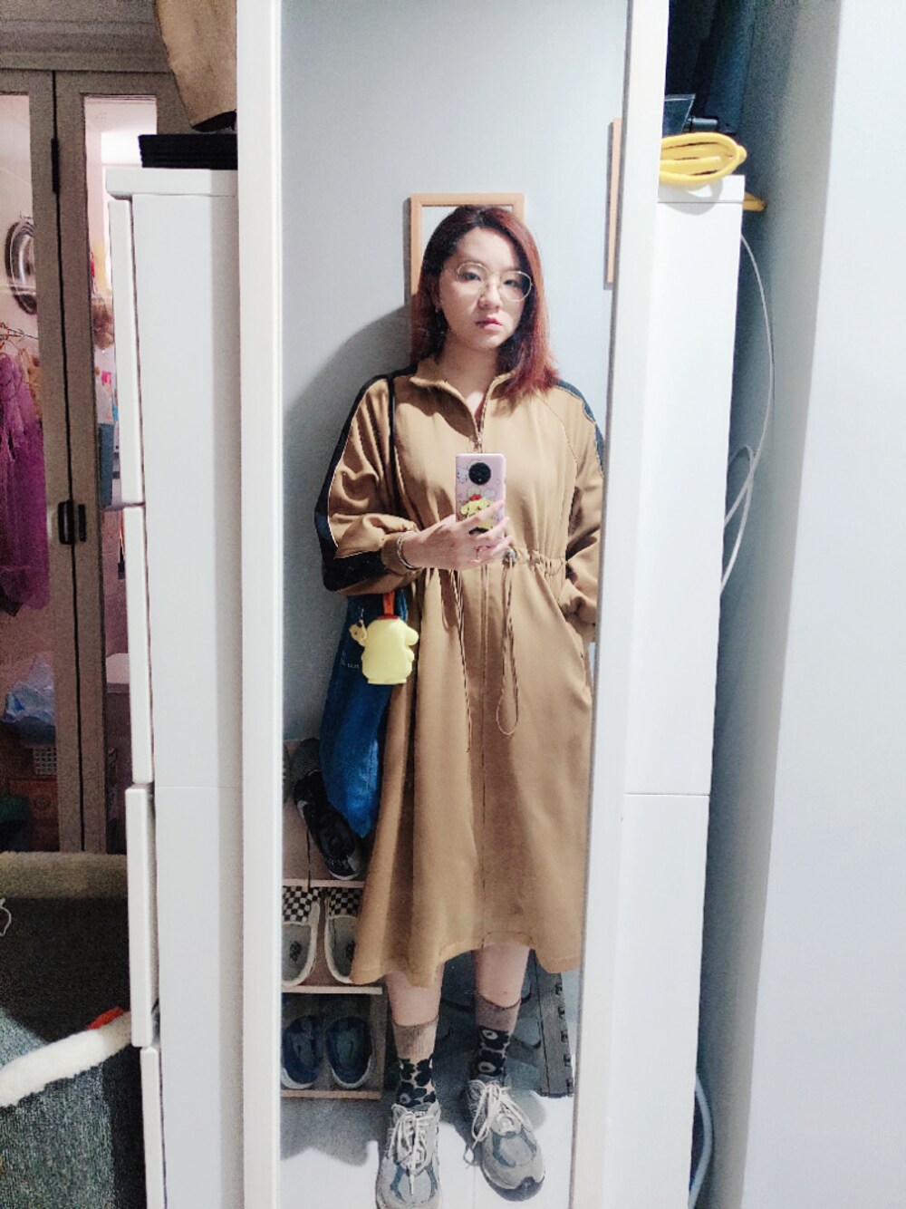 「wiwt、working style、hkgirl、December 2020、quick outfit、sporty、秋冬コーデ」｜「jouetieのアイテム（スタジャン、ベージュ系）」を使った、Yukariveraさん（レディース・166cm）の冬コーディネートの1枚目の写真