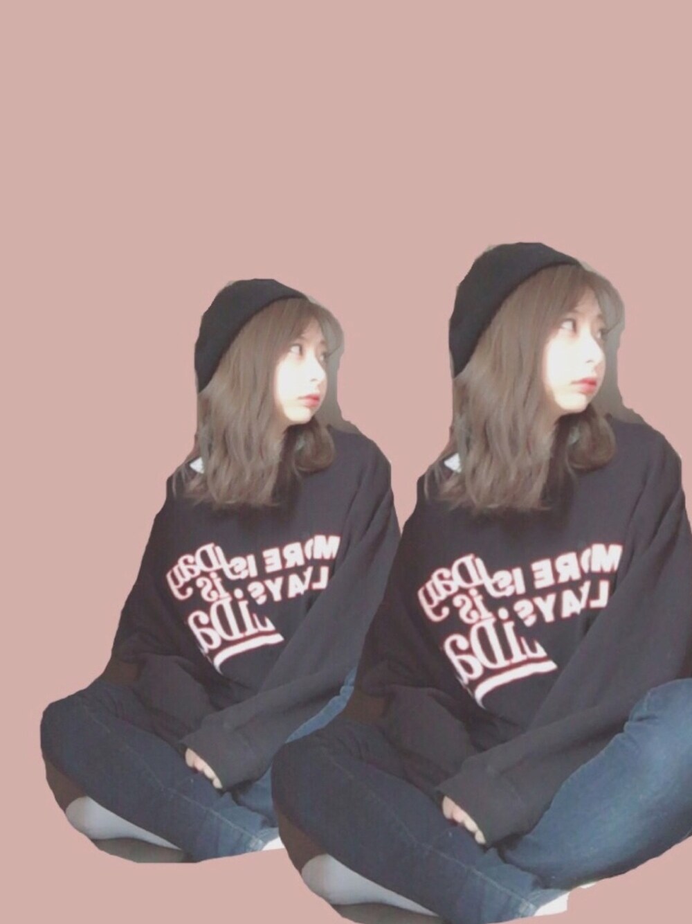 「Ehyphenworldgallery、トレーナー、winter、2018ss、レーストップス、nicoron、カジュアル、korea style」｜「E hyphen world galleryのバスクベレー（ハンチング/ベレー帽、ブラック系）」を使った、miki.さん（レディース・159cm）の冬コーディネートの1枚目の写真