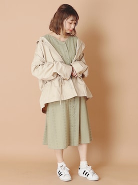 「ピスタチオ」｜「アイテム（ブルゾン）」を使った、miki.さん（レディース・159cm）の春コーディネート