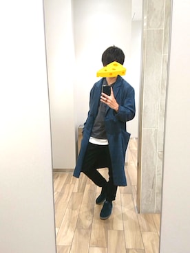 「Clarks（クラークス）のアイテム（スリッポン）」を使った、にのあ🧀さん（メンズ・169cm）の春コーディネート