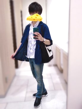 「NICOLE（ニコル）のアイテム（パンツ）」を使った、にのあ🧀さん（メンズ・169cm）の夏コーディネート