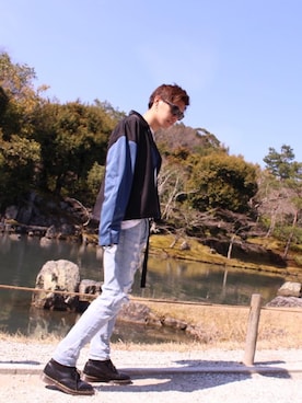 「YON（ヨン）のアイテム」を使った、ちーこさん（メンズ・177cm）の春コーディネート