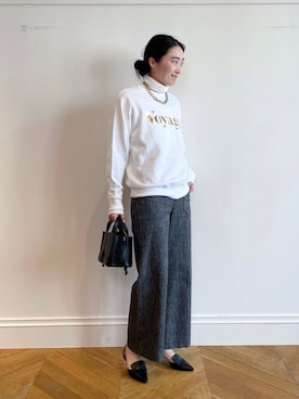 「ツイードパンツ」｜「アイテム（アクセサリー）」を使った、TSUZUさん（レディース・165cm）の秋コーディネート