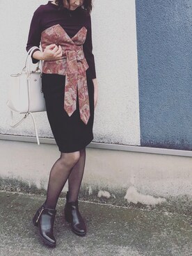 「アイテム（ブーティ）」を使った、mikiさん（レディース・158cm・40代）の秋コーディネート