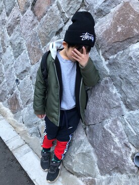 「Champion（チャンピオン）のアイテム（MA-1）」を使った、sereruさん（キッズ・110cm）の春コーディネート