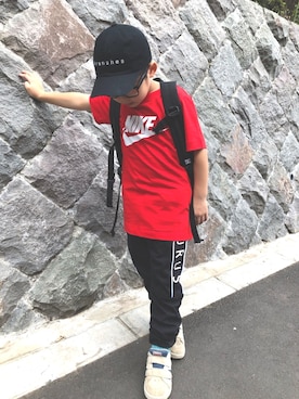 「赤Tシャツ」｜sereruさん（キッズ・104cm）の夏コーディネート