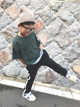 「devirock（デビロック）のアイテム（ニットキャップ/ビーニー）」を使った、sereruさん（キッズ・110cm）の夏コーディネート