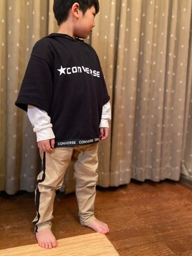 「LEGURUS STANDARD（レグルススタンダード）のサイドラインストレッチテーパード（その他パンツ）」を使った、sereruさん（キッズ・110cm）の春コーディネート