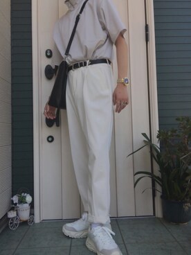 「ZARA（ザラ）のアイテム（スニーカー、ホワイト系）」を使った、Zooさん（メンズ・174cm）の春コーディネート