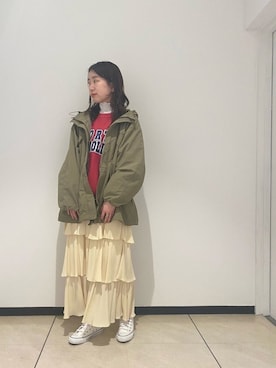 「WILD THINGS（ワイルドシングス）のアイテム（ナイロンジャケット）」を使った、moeさん（レディース・165cm）の冬コーディネート