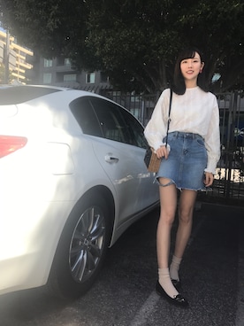 「STYLENANDA（スタイルナンダ）のアイテム（デニムスカート）」を使った、Rina🍒さん（レディース・170cm）の秋コーディネート