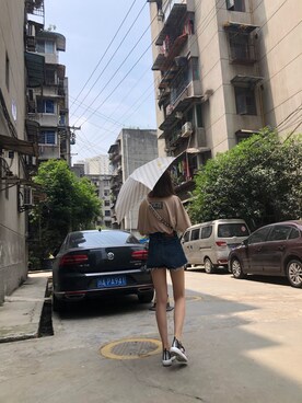 「PRADA（プラダ）のアイテム（その他シューズ）」を使った、Rina🍒さん（レディース・170cm）の夏コーディネート