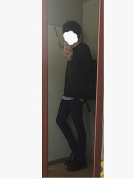 「GU（ジーユー）の（GU）デニムルックスキニーパンツ（パンツ、ブルー系）」を使った、キクツニさん（メンズ・178cm）の春コーディネート