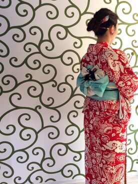 「red」｜「アイテム（浴衣）」を使った、夢錦京都本店さん（レディース・158cm）の春コーディネート